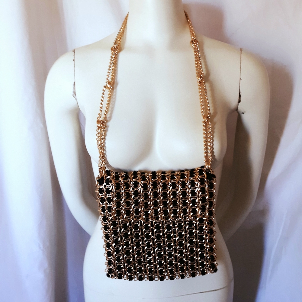Vintage Gold and Black Walborg Chain Clutch/ Purse